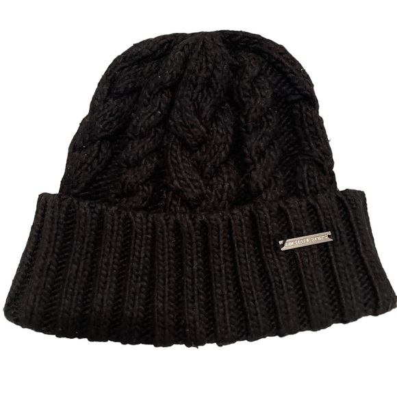 MICHAEL Michael Kors Accessories - Michael Kors Womens Cable Knit Teddy Fleece Winter Beanie Hat One Size BLACK